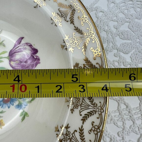 Vintage Edwin M. Knowles Semi Vitreous 4 Floral Berry Bowls Cream Gold Trim - Picture 9 of 10